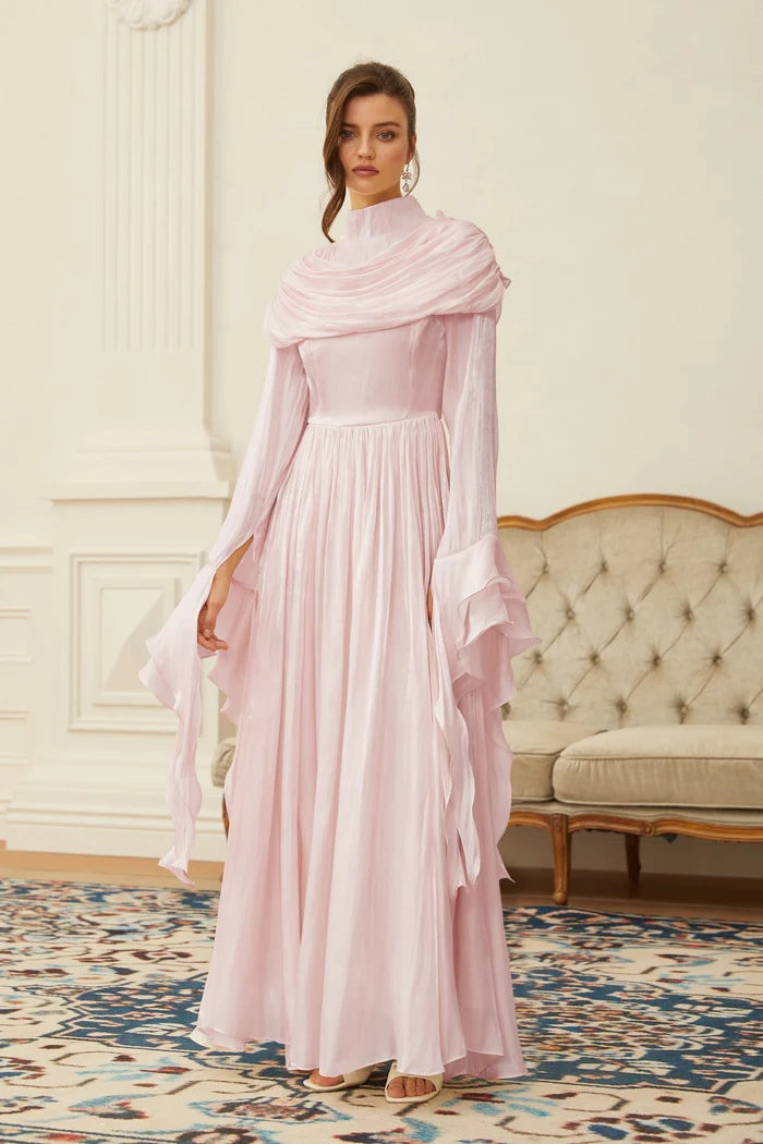 Layered Shroud Draped Maxi Dress