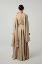 Polka Dot Cape Overlay Maxi Dress