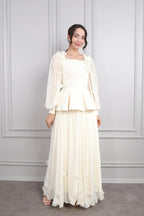 Gina Applique Peplum Skirt Set-Apricot