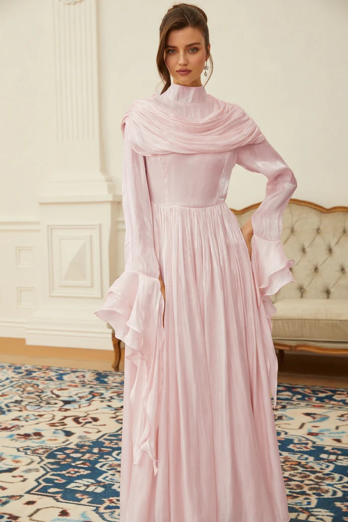Layered Shroud Draped Maxi Dress