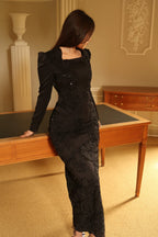 Liora Crystal Floral Evening Matching Set-Black