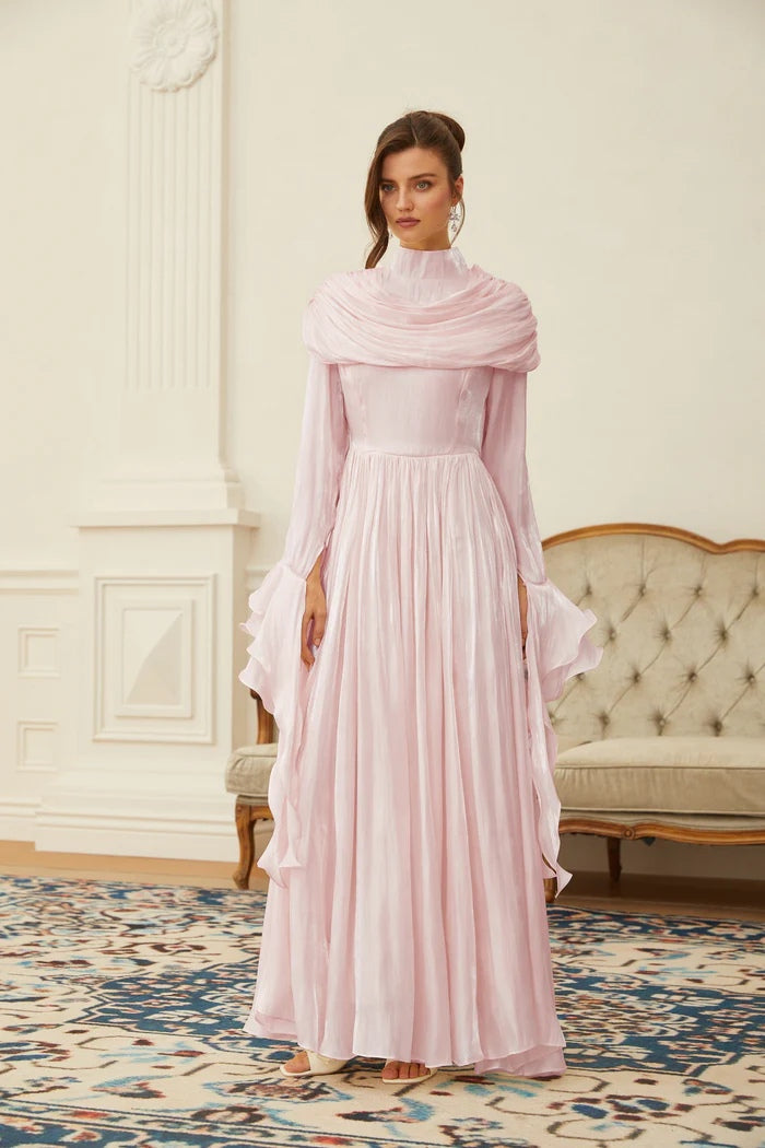 Layered Shroud Draped Maxi Dress