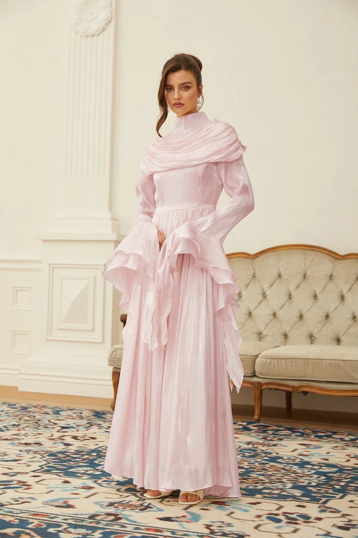 Layered Shroud Draped Maxi Dress