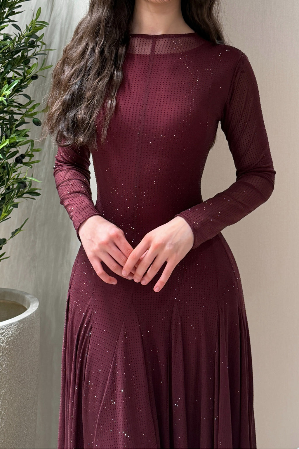 Hana Sparkle Ribbed Flared Maxi