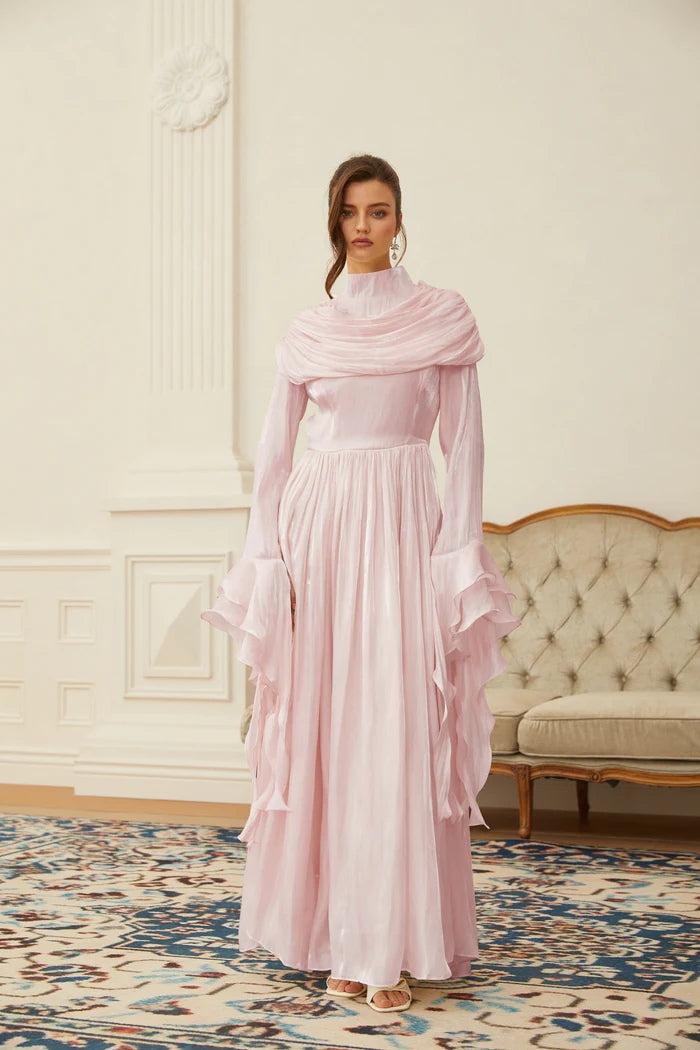 Layered Shroud Draped Maxi Dress