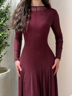 Hana Sparkle Ribbed Flared Maxi