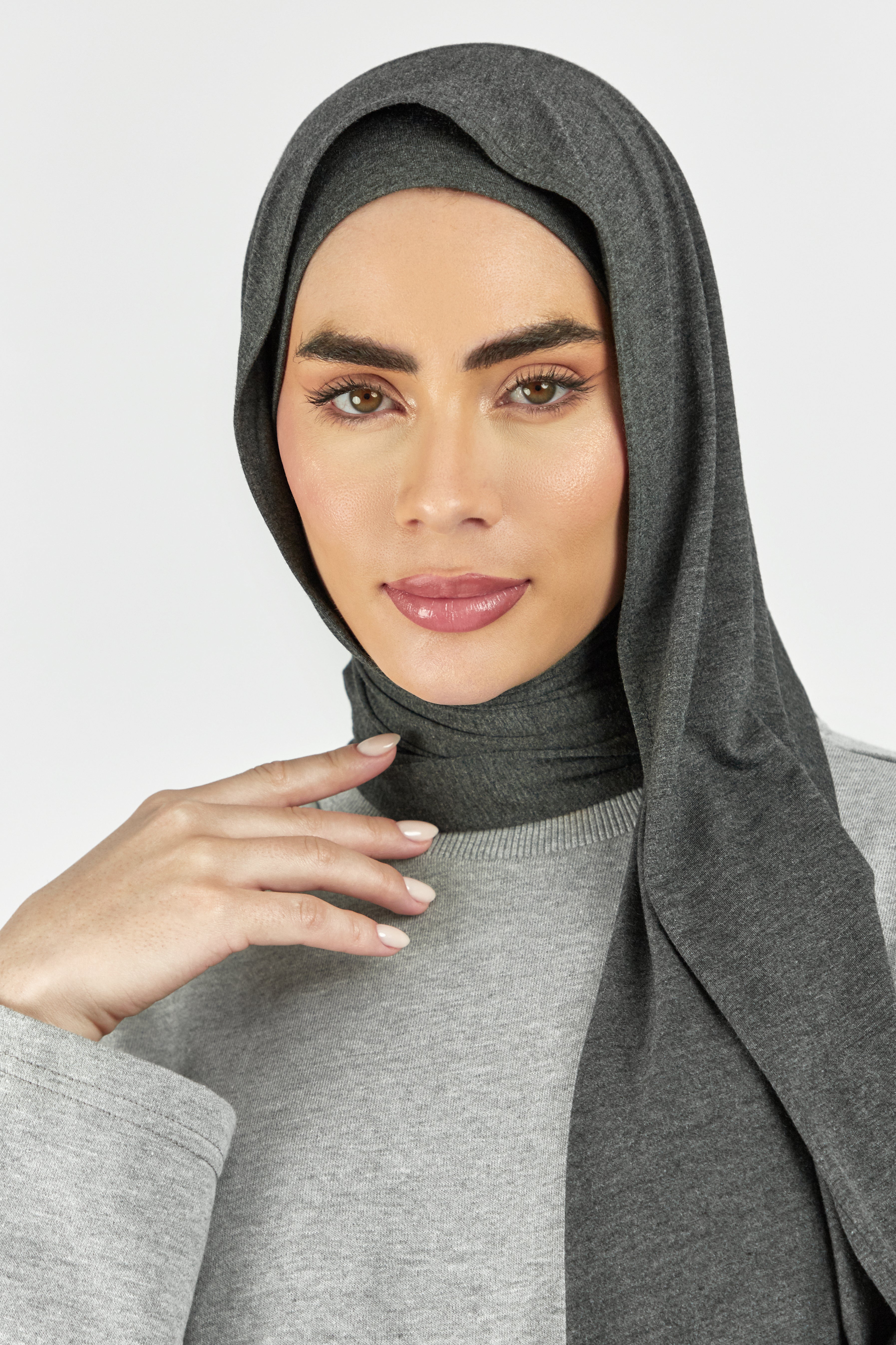 Matching Jersey Hijab Set - Dark Heather