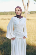 Lina Side Ruched Flare Sleeve Maxi Dress