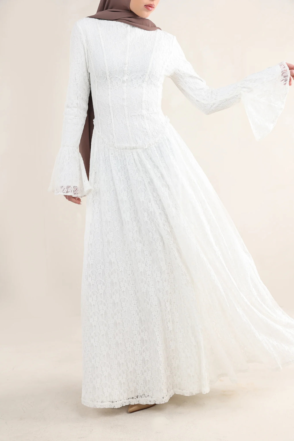 Corset Seam Lace Texture Maxi Dress