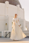 Noraya Pleated Satin Gown-White