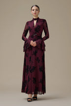 Kaia Twist Front Flare Sleeve Maxi-Wine