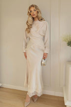 Dania Wrap Lace Trim Two Piece Co-ord-Apricot