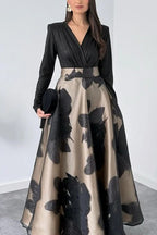 Floral Print High Waist A-Line Maxi Dress