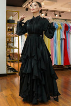 Elegant Slim-Fit Maxi Dress-Black