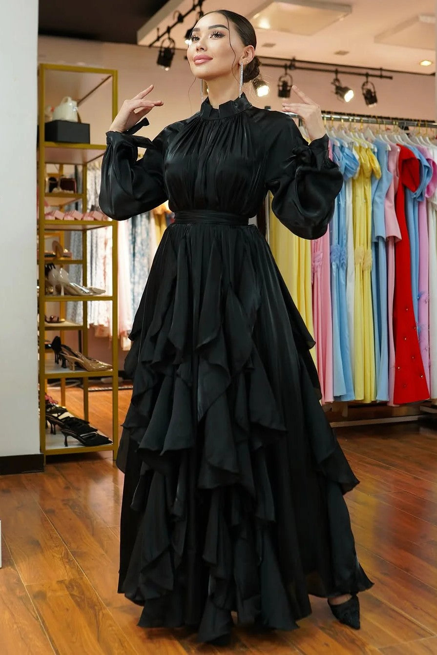 Elegant Slim-Fit Maxi Dress-Black