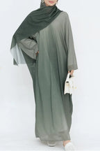 Marissa Sparkly Gradient Abaya With Hijab-Green