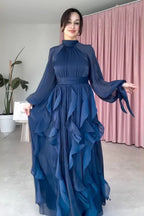 Elegant Slim-Fit Maxi Dress-DarkBlue