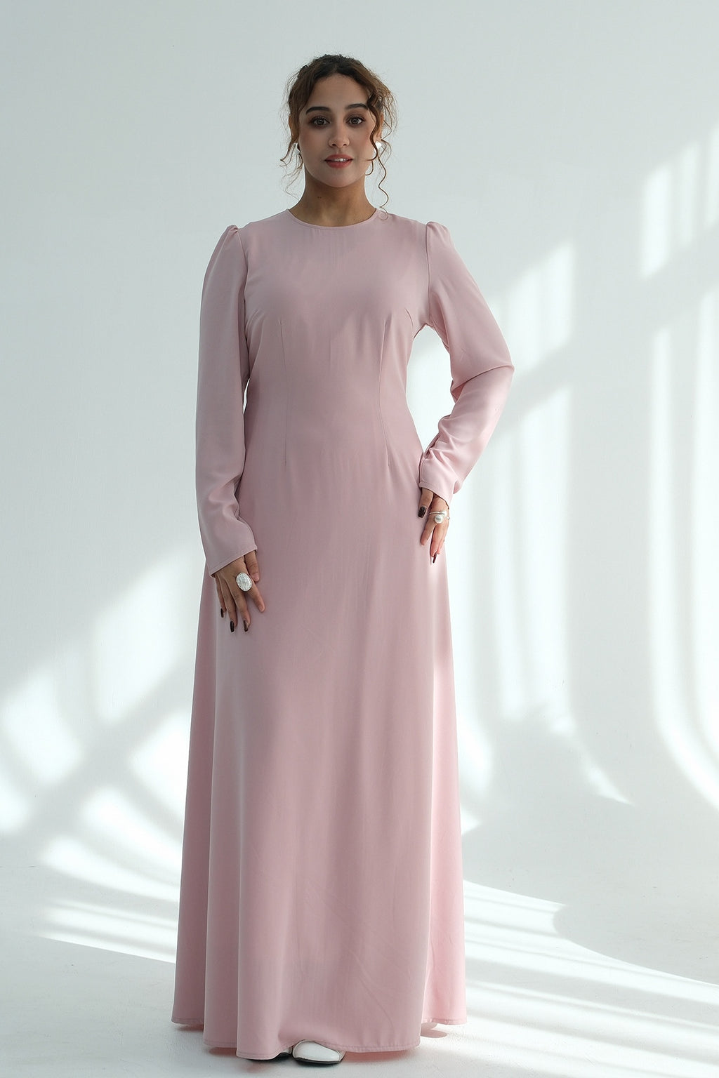 Maya Rhinestone Cape Layer Maxi Dress-Pink