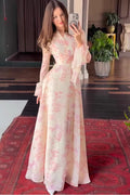 Mia Floral Ruffle Cuff Maxi Dress