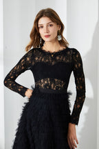 Jayleen Hollow Lace A-line Maxi Dress-Black