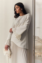 Maren Pleated Layer Midi Dress-Apricot