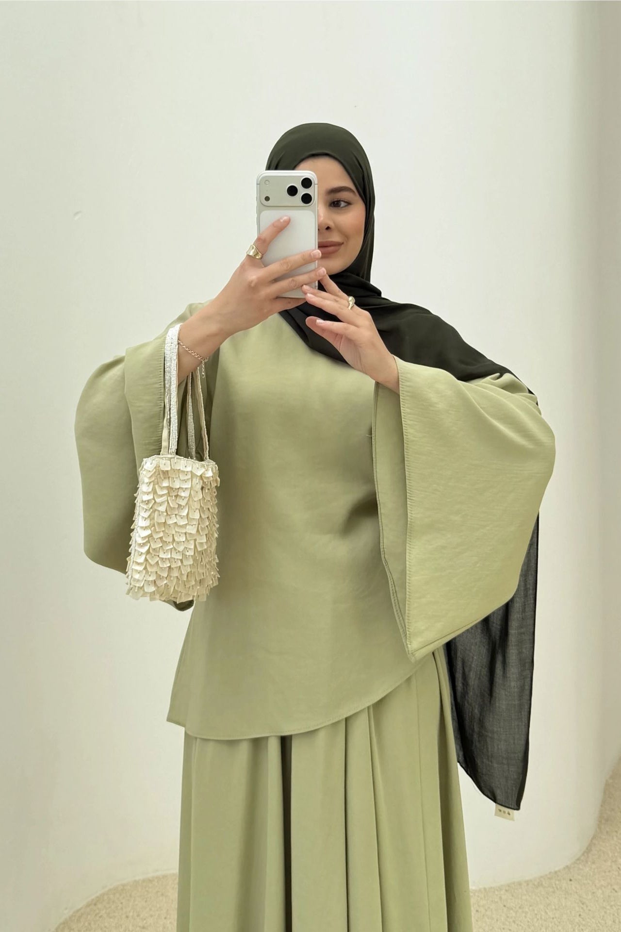 Zahra Asymmetrical Two Piece Maxi Set-Green