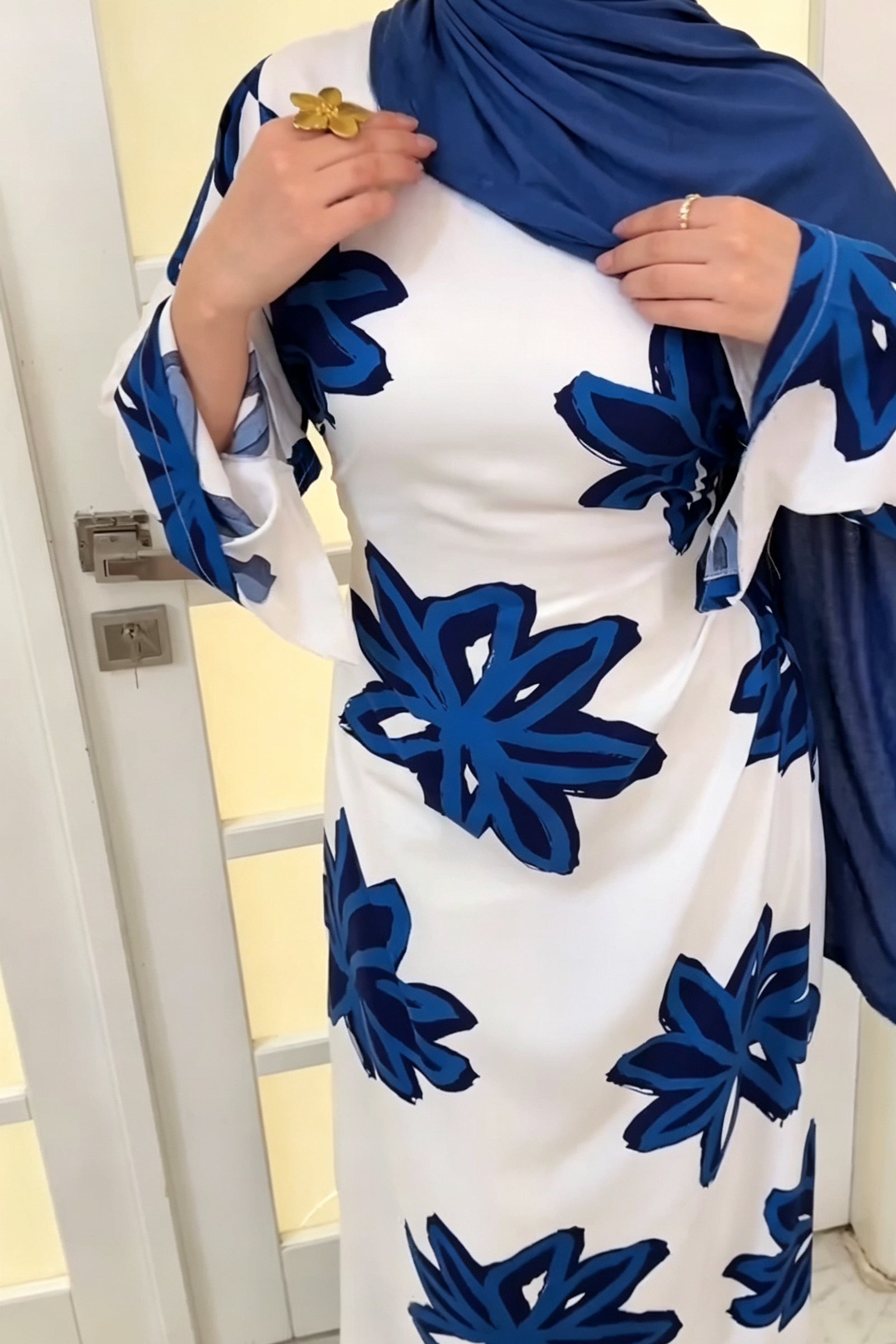 Lila Bold Floral Straight Cut Maxi-Blue