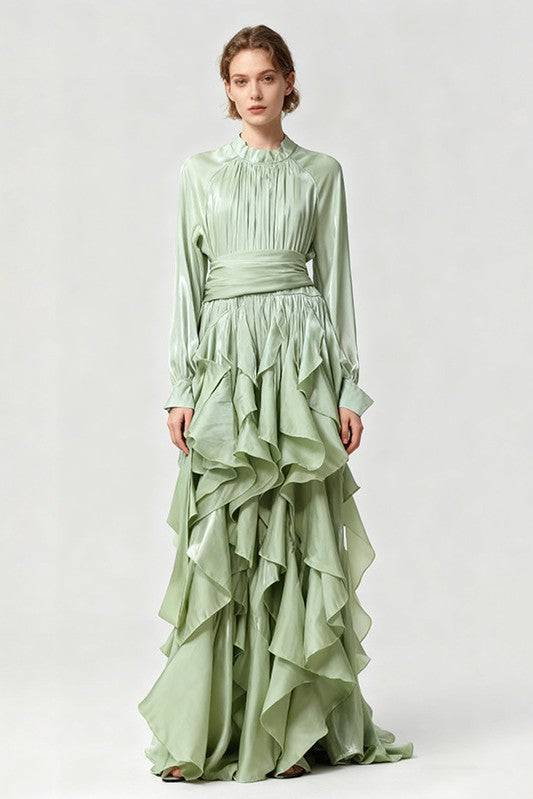 Elegant Slim-Fit Maxi Dress-Green