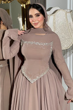 Zahra Rhinestone Chiffon Abaya Gown