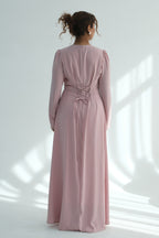 Maya Rhinestone Cape Layer Maxi Dress-Pink