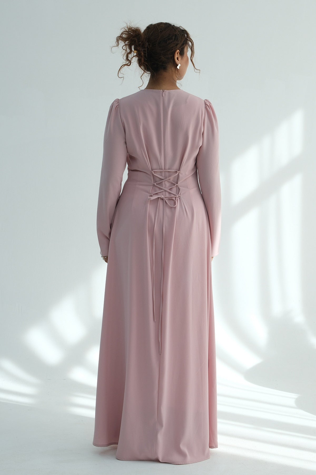 Maya Rhinestone Cape Layer Maxi Dress-Pink