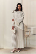 Maren Pleated Layer Midi Dress-Apricot