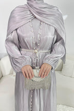 Maya Pearl Belt Shimmer Three-Piece Co-ord-Purple