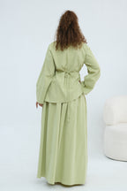Zahra Asymmetrical Two Piece Maxi Set-Green