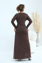 Grace Woven Mesh Maxi Dress-Brown