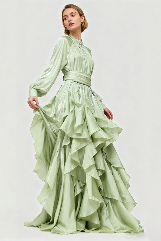 Elegant Slim-Fit Maxi Dress-Green