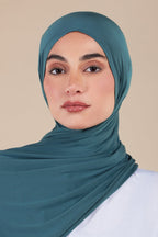 حجاب جيرسي فاخر باللون الأزرق الإيجي