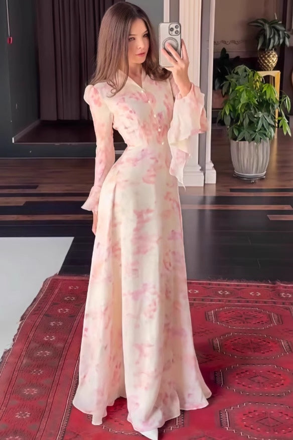 Mia Floral Ruffle Cuff Maxi Dress