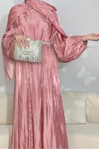 Maya Pearl Belt Shimmer Three-Piece Co-ord-Pink