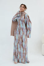 Leila Tie Dye Flare Sleeve Maxi Dress-Coffee