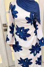 Lila Bold Floral Straight Cut Maxi-Blue