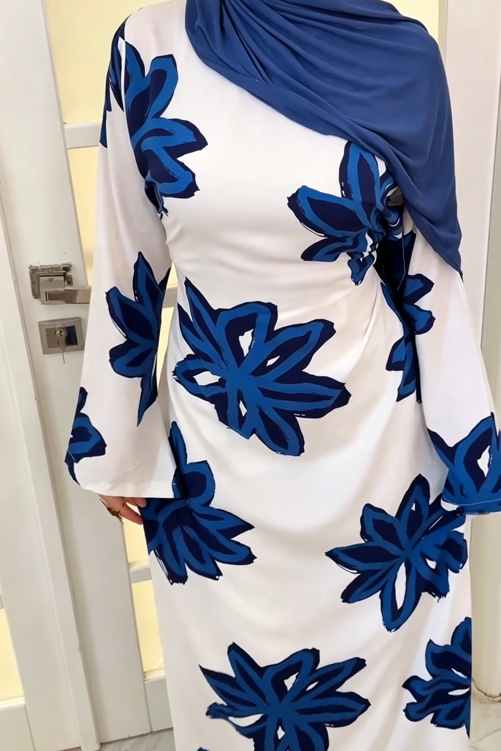 Lila Bold Floral Straight Cut Maxi-Blue