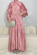 Maya Pearl Belt Shimmer Three-Piece Co-ord-Pink