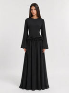 Amaya Flowerfall Gown -Black