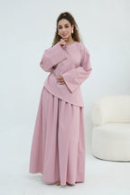 Zahra Asymmetrical Two Piece Maxi Set-Pink