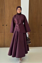 Zahra Asymmetrical Two Piece Maxi Set-Purple