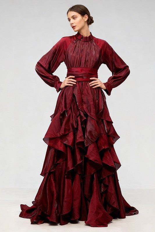 Elegant Slim-Fit Maxi Dress-Red