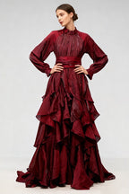 Elegant Slim-Fit Maxi Dress-Red