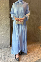Sara Rhinestone Cuff Two-Piece Abaya-Blue