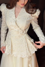 Lace Wrap Peplum Top and Organza Maxi Skirt Two-Piece Set